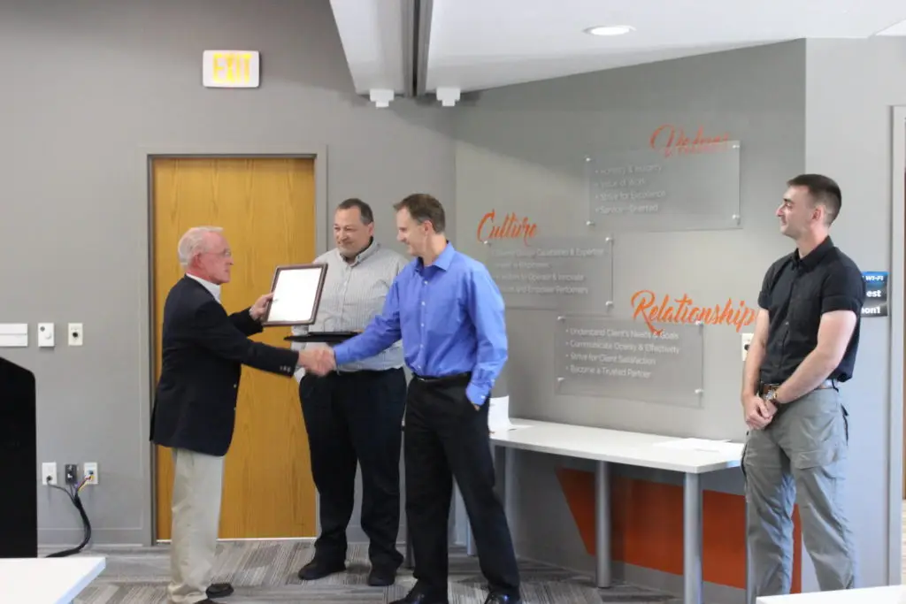 presentation of recognition for being a patriotic employer