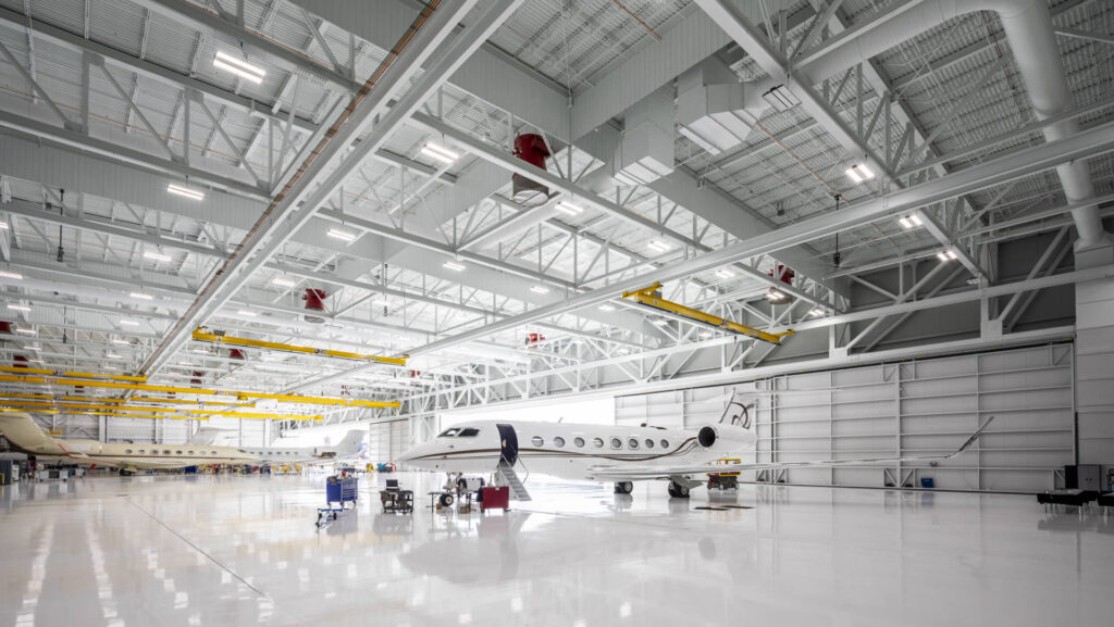Plane in Gulfstream North Hangar at Appleton International, Airport